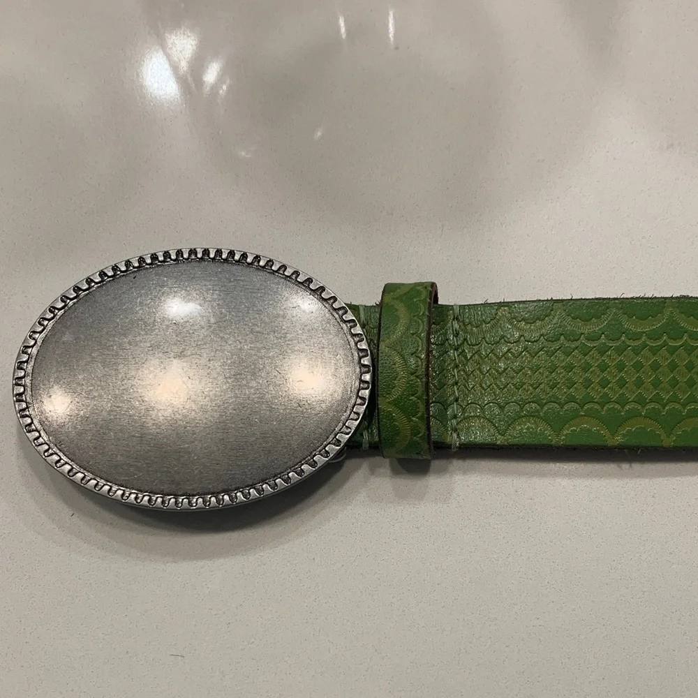 Free People Green Leather Duke Concho Belt - Picture 3 of 4